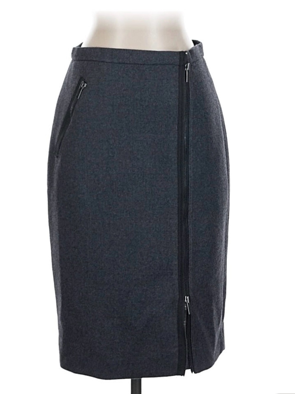 J. CREW BLACK WOOL PENCIL SKIRT W/ZIPPER ACCENT SZ 6